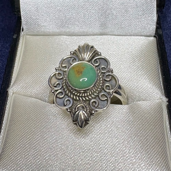 Ring*925 Sterling Silver and Turquoise Ring Vintage Inspired Design - Picture 5 of 6